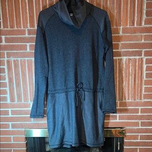 Mountain Hardwear Shadow Knit Long Sleeve Gray Turtleneck Dress Drawstring Waist
